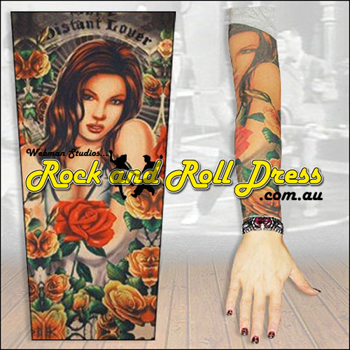 Distant Lover rock and roll tattoo sleeve
