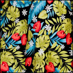 Blue and Red Tropical Tiki Print Blue and Red Tropical Tiki Print