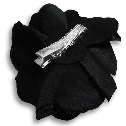 Black rose silk hair flower clip