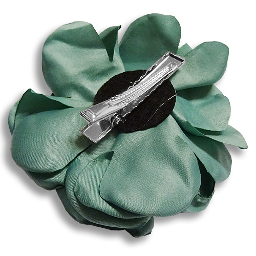 Teal rose silk flower hair clip