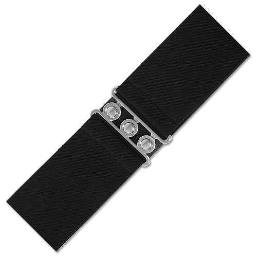 Image of Black elastic cinch belt 70mm wide XS-2XL