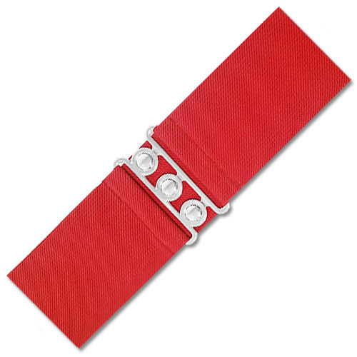 Red elastic cinch belt 70mm wide XS-2XL