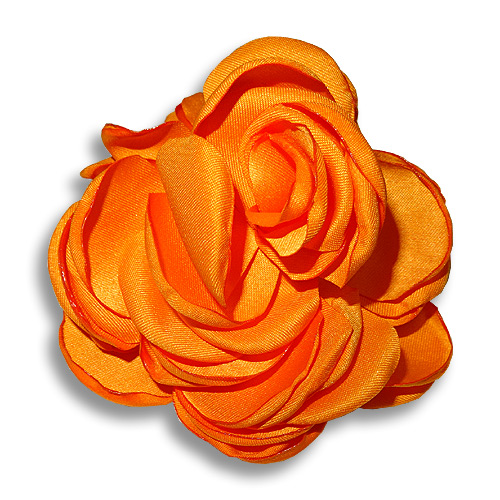Orange rose silk flower hair clip