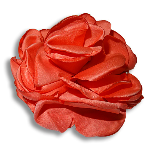 Image of Coral rose silk flower hair clip