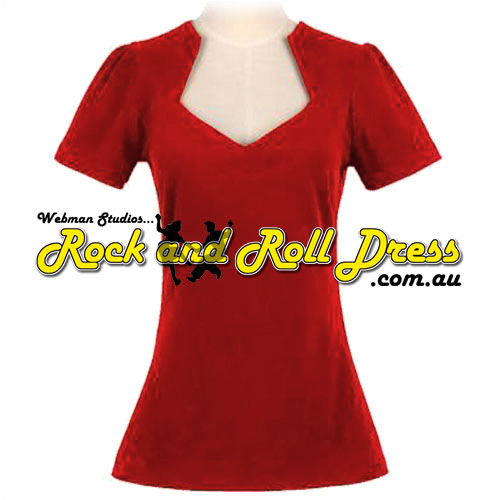 Red Ruby rock and roll cotton top S - 2XL