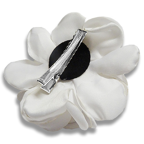 White rose silk hair flower clip