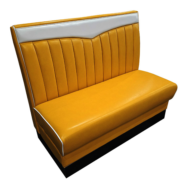 Image of 50's diner bench seat : Yellow with White Chevron