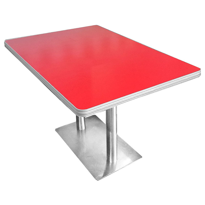 50's diner table : 80cm x 120cm : Red with chrome edge