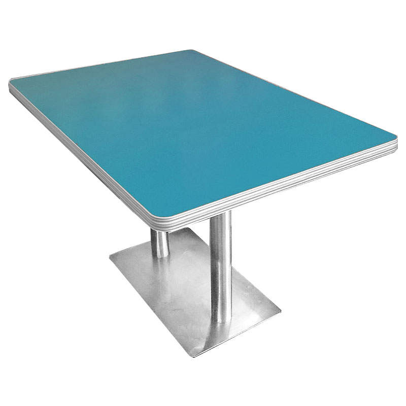 Image of 50's diner table : 80cm x 120cm : Teal with chrome edge