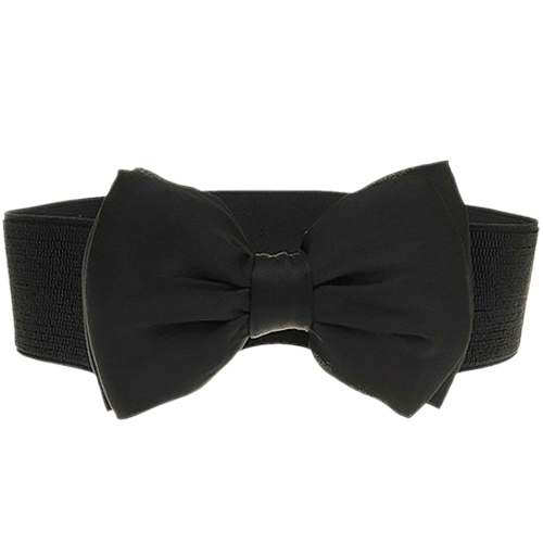 Image of Black elastic bowtie belt 60mm wide S-L