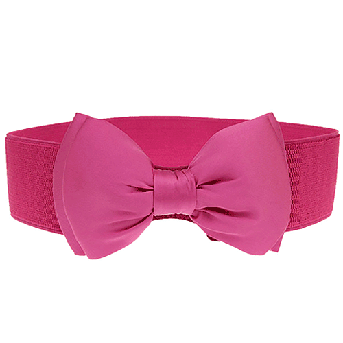 Rose pink elastic bowtie belt 60mm wide S-L