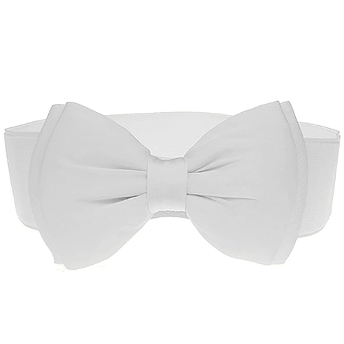 Image of White elastic bow belt 60mm wide S-L