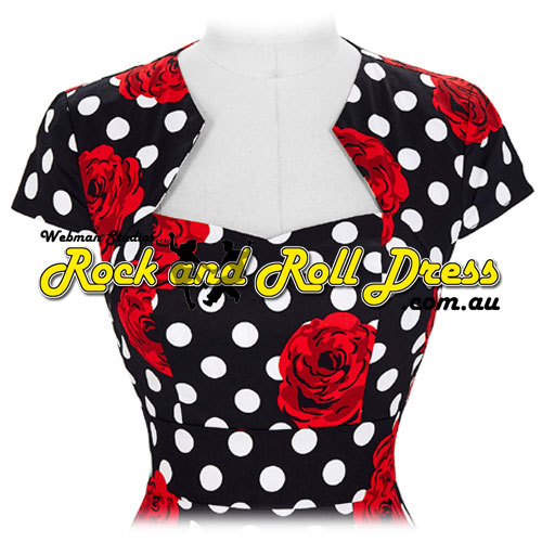 Bridgette red rose rockabilly dress S-XL
