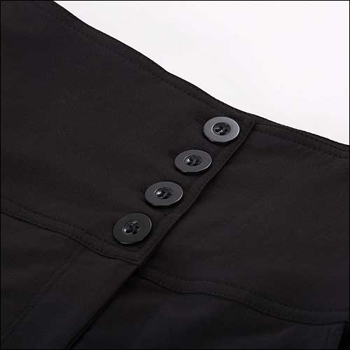 Black high waist button front ladies pants
