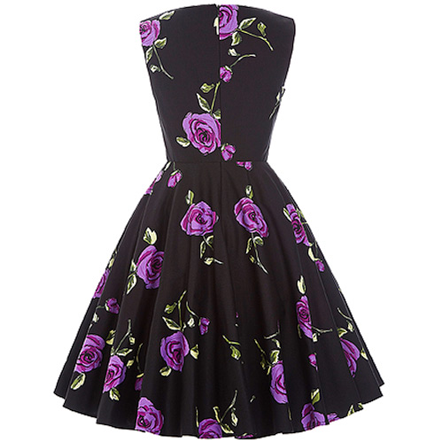 Audrey purple rose rock and roll dress S-2XL