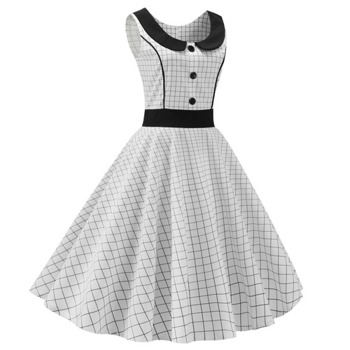 White black line rock and roll dress