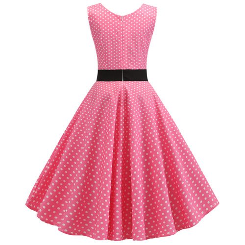 Pink white polka dot rock and roll dress