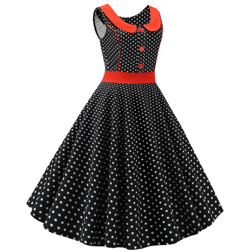 Buy Black white polka dot rock and roll dress online at Rock and Roll ...