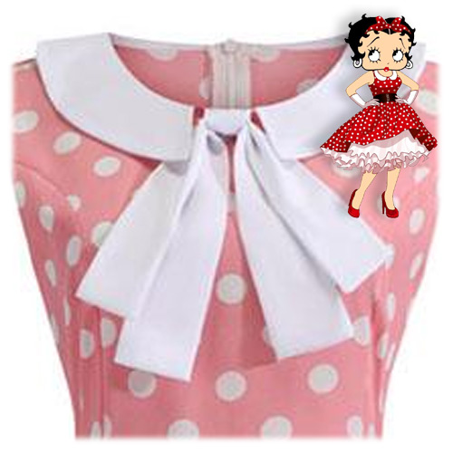 Betty Boop inspired pink white polka dot rock n roll dress S-2XL