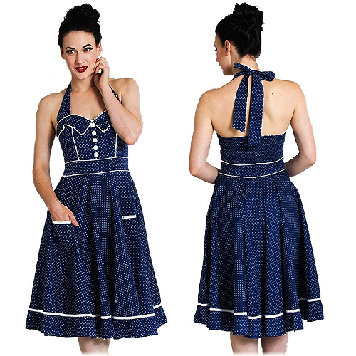 Image of Hell Bunny sailor dress with full circle skirt XS-4XL - Navy