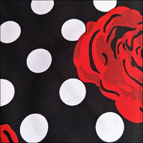 Black white polka dot red rose skirt S-3XL