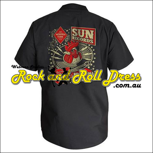 Sun Records Rockabilly rooster garage shirt
