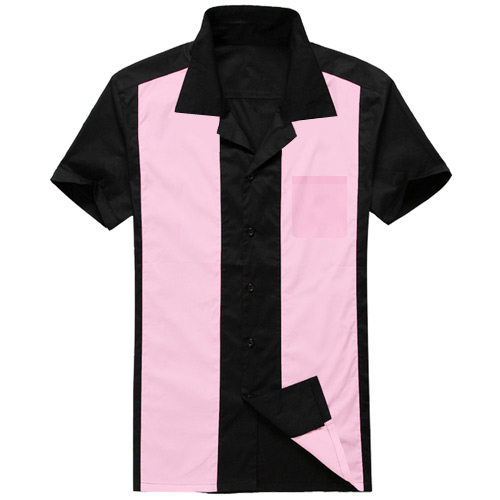 Image of Black baby pink panel rockabilly shirt