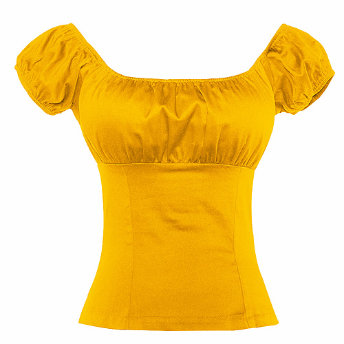 Yellow rock and roll peasant top S-2XL
