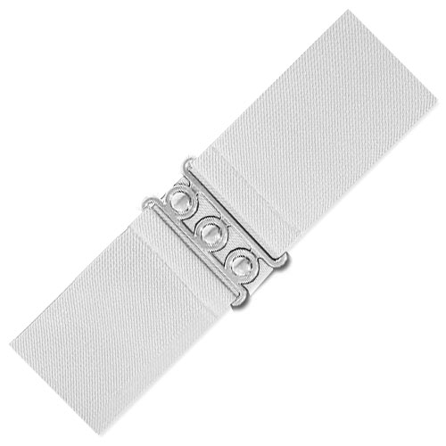 White elastic cinch belt 70mm wide XS-2XL