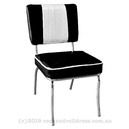 Image of 50's diner chair : Black with White panel