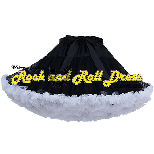 65cm 1 layer super-soft black white ruffle petticoat