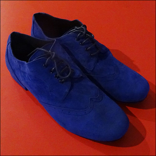 Image of Men's blue suede dance shoes - 10mm heel - size 5 - 16.5