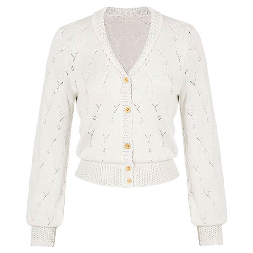 Image of White crochet knit button up long sleeve cardigan S - 2XL