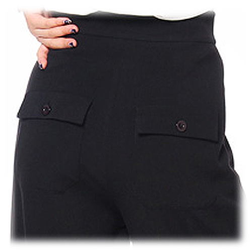 Black high waist button front ladies swing pants
