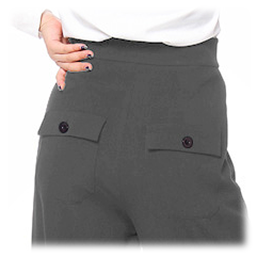 Grey high waist button front ladies swing pants