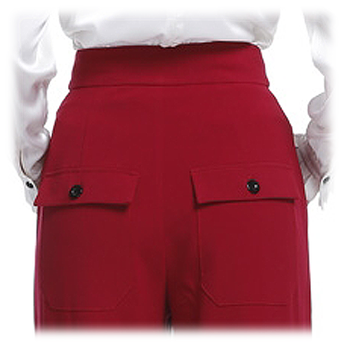 Burgundy high waist button front ladies swing pants
