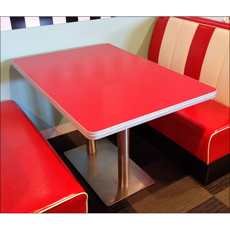 50's retro red top diner booth table 80 x 120cm