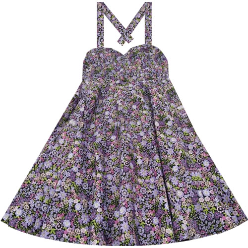 Image of Melissa purple floral retro cotton sundress S - 3XL