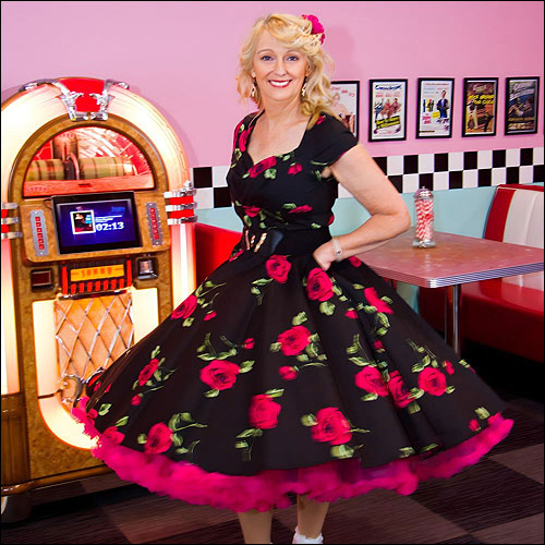 Image of Sheridan Kate Pink Rose full circle skirt rockabilly dress