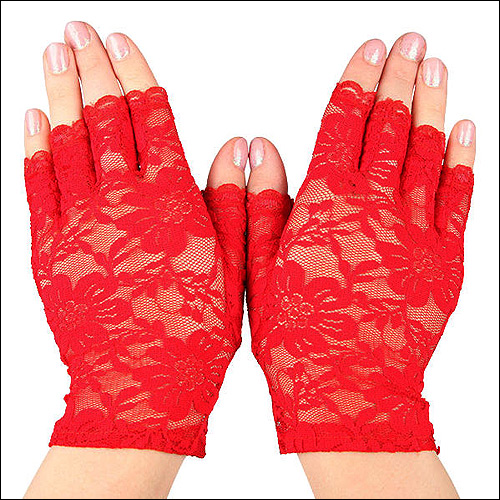 Fingerless lace rock and roll gloves