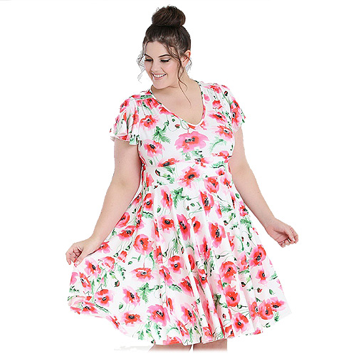 Hell Bunny Aquarelle rose dress in sizes XS-4XL