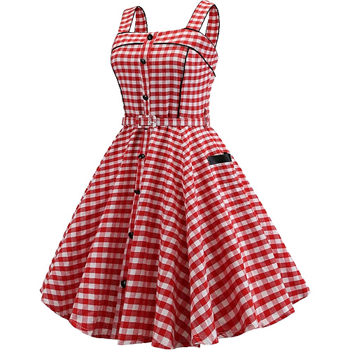 Elly Mae red gingham rockabilly swing dress