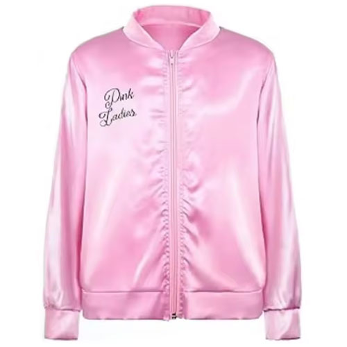 Pink Ladies pink satin jacket in sizes XS-4XL