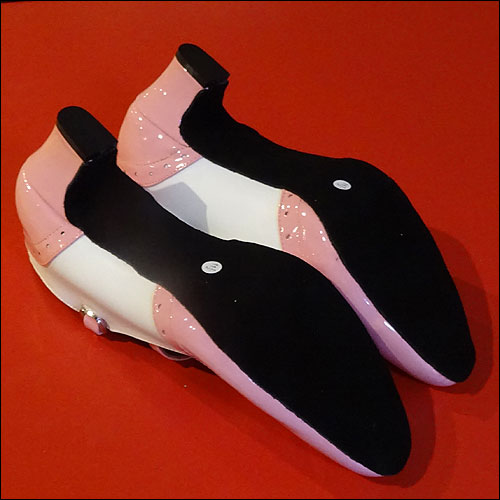 Ladies pink and white dance shoes - 45mm heel - size 4 - 12.5