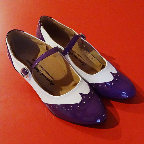 Ladies purple and white dance shoes - 45mm heel - size 4 - 12.5