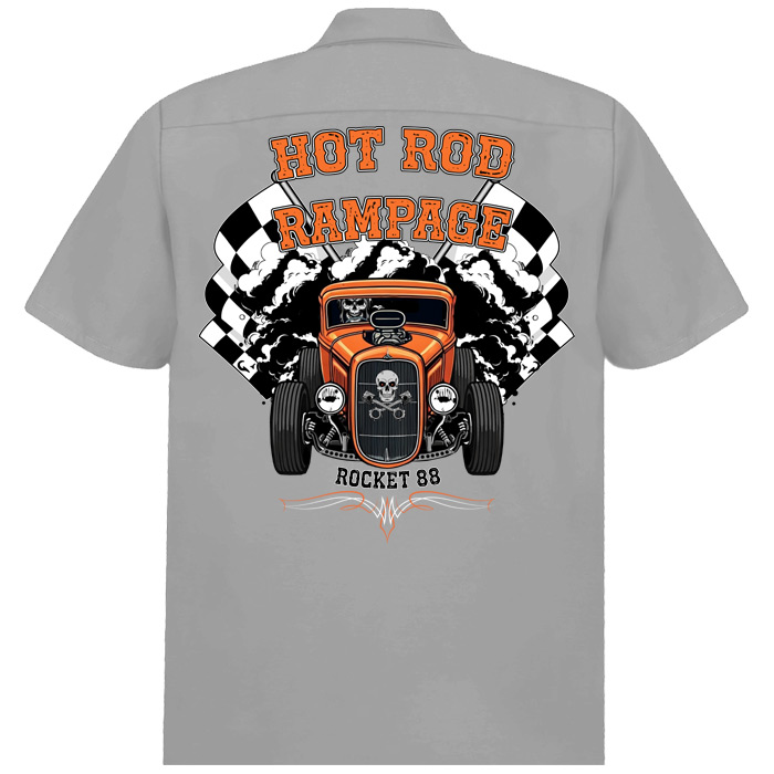 Rocket 88 Hot Rod Rampage men's workshirt S-4XL Grey