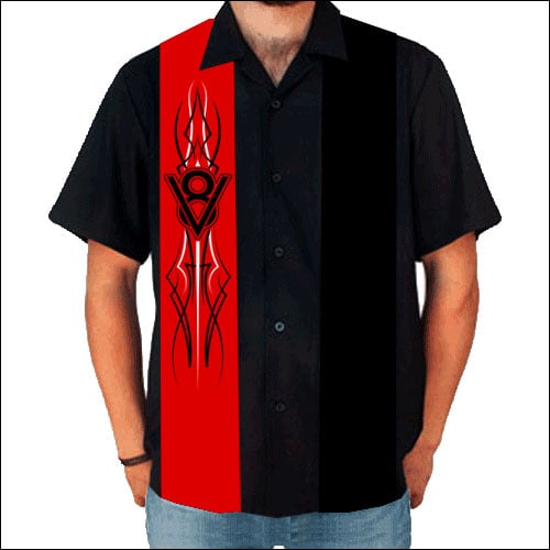 Rocket 88 Bent 8 red panel V8 pinstripe panel shirt S-4XL