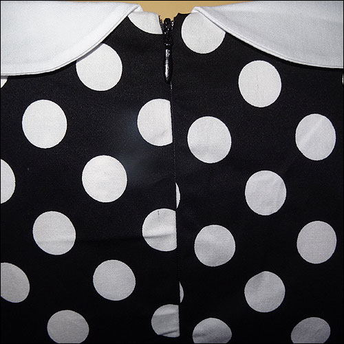Emily black white polka dot dress with full circle skirt XS-3XL.