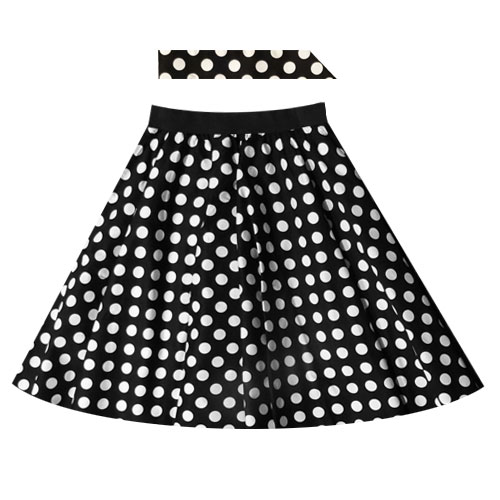 Emily black white polka dot full circle skirt XS-3XL.