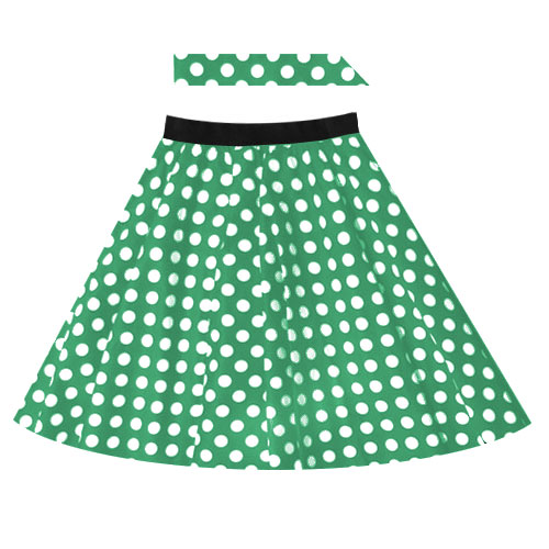 Emily green white polka dot full circle skirt XS-2XL.